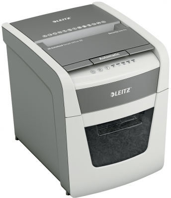 Distrugator documente automat Leitz IQ Small Office, P4, cross-cut (confeti), 50 coli, cos 20l, alb-gri